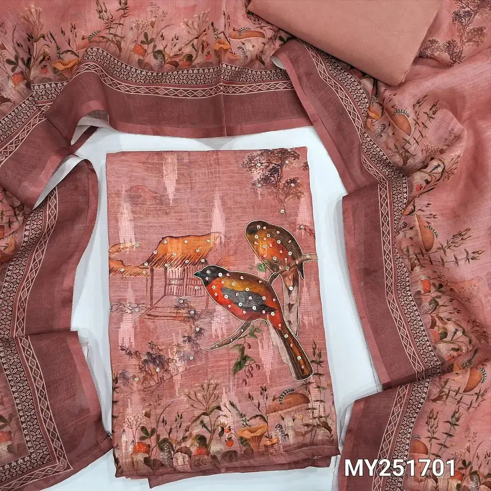 Pastel pink digital printed semi linen salwar material my251701-Neidhal