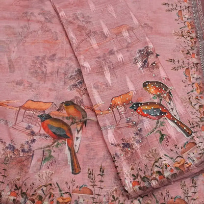 Pastel pink digital printed semi linen salwar material my251701-Neidhal