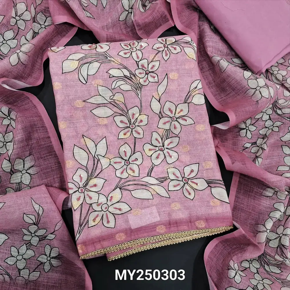 Pastel pink digital printed semi linen salwar material my250303-Neidhal