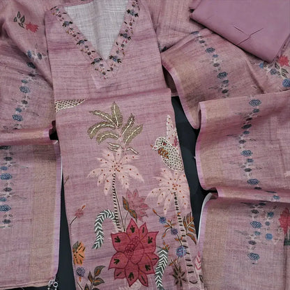 Pastel pink digital printed tissue linen salwar material jn251601-Neidhal