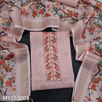 Pastel pink digital printed tissue silk cotton salwar material my253001-Neidhal