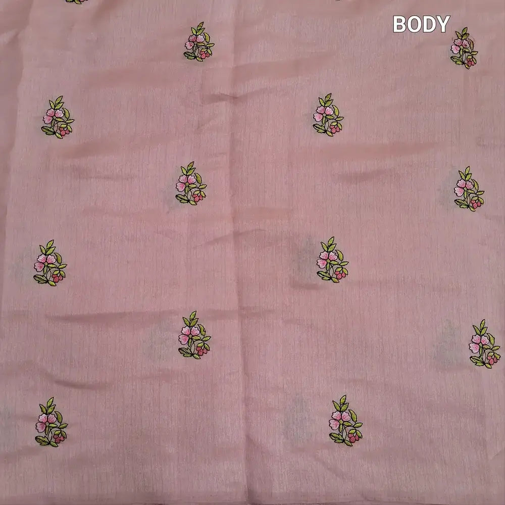 Pastel pink embroidered fancy slub silk cotton saree ns223-Neidhal