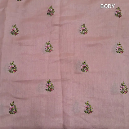 Pastel pink embroidered fancy slub silk cotton saree ns223-Neidhal