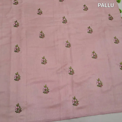 Pastel pink embroidered fancy slub silk cotton saree ns223-Neidhal