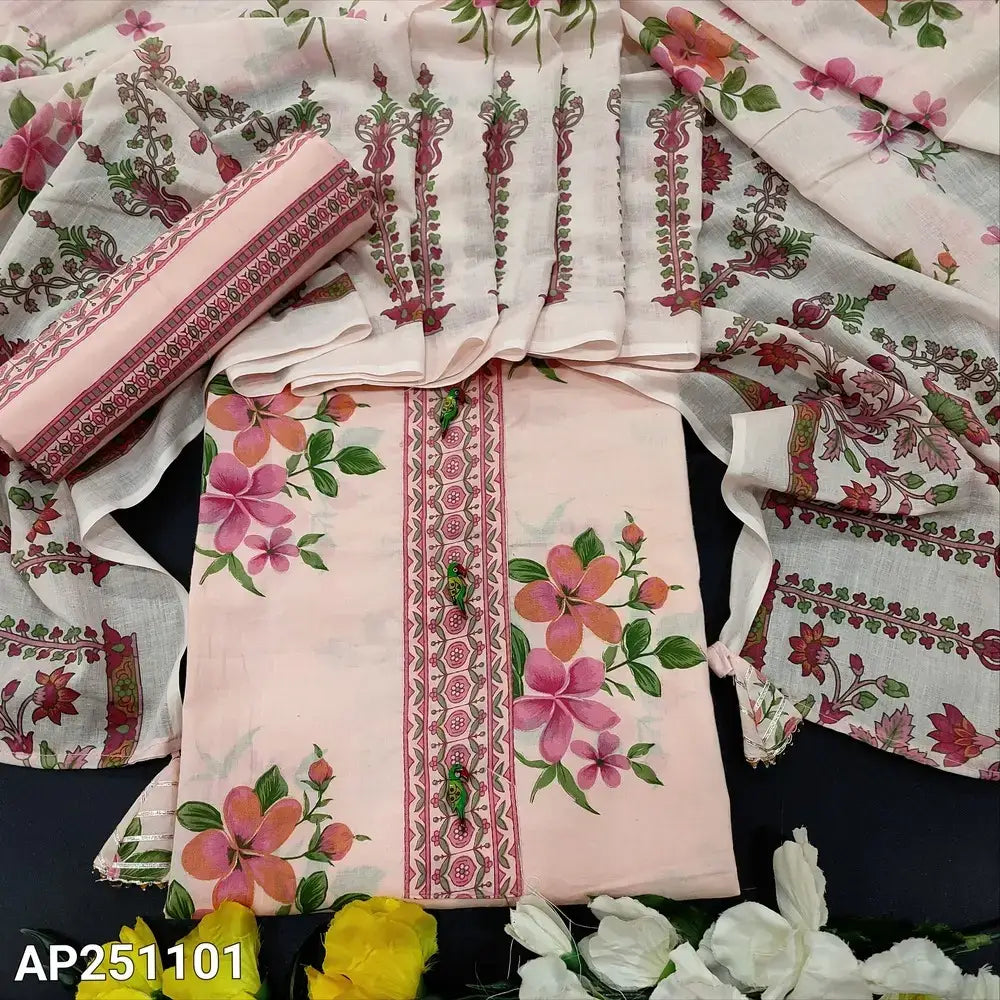 Pastel pink floral printed cotton salwar material ap251101-Neidhal
