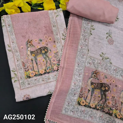 Pastel pink floral printed semi linen salwar material ag250102-Neidhal