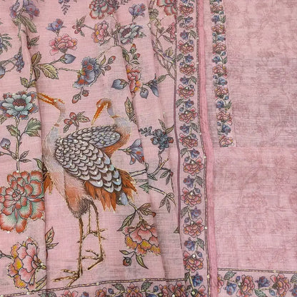 Pastel pink floral printed semi linen salwar material mr253104-Neidhal