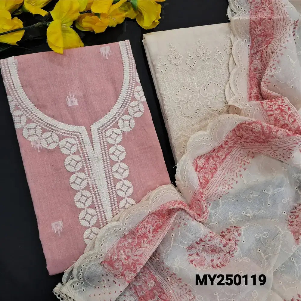 Pastel pink handloom cotton salwar material my250119-Neidhal
