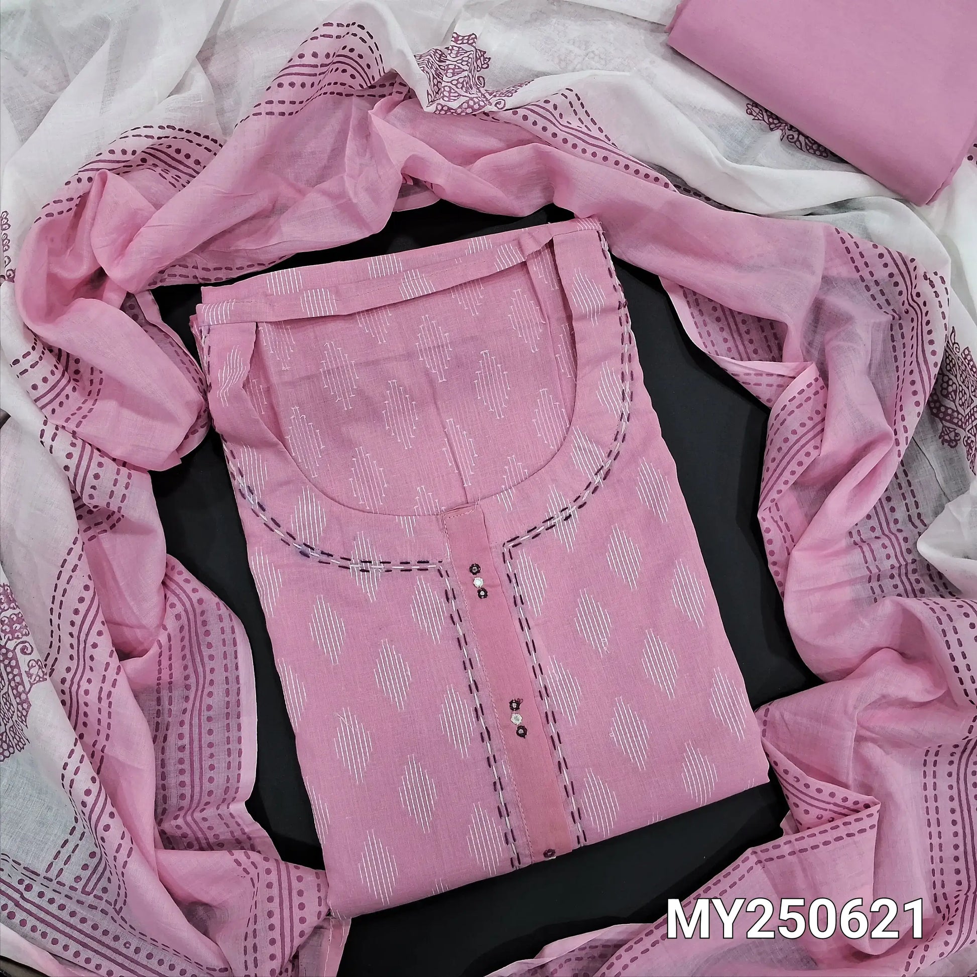 Pastel pink jakard cotton salwar material my250621-Neidhal