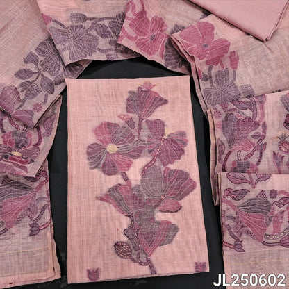 Pastel pink jamdani woven silk cotton salwar material jl250602-Neidhal