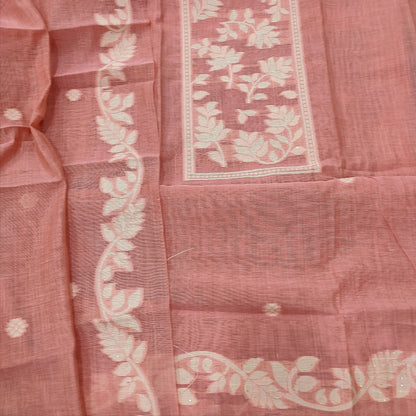 Pastel pink jamdani woven silk cotton salwar material mr250811-Neidhal