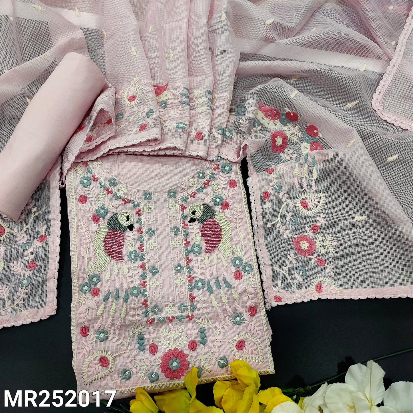 Pastel pink kota salwar material mr252017-Neidhal