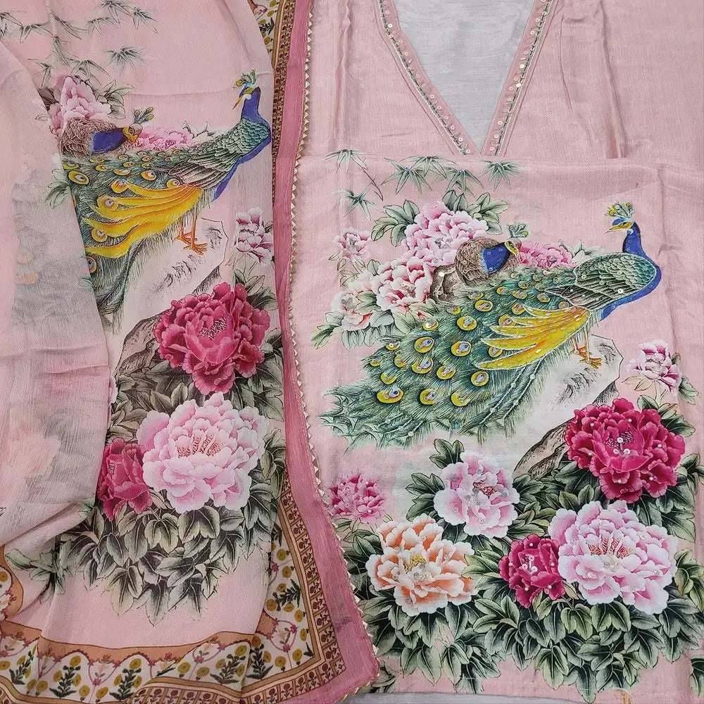 Pastel pink maslin silk salwar material ap250310-Neidhal