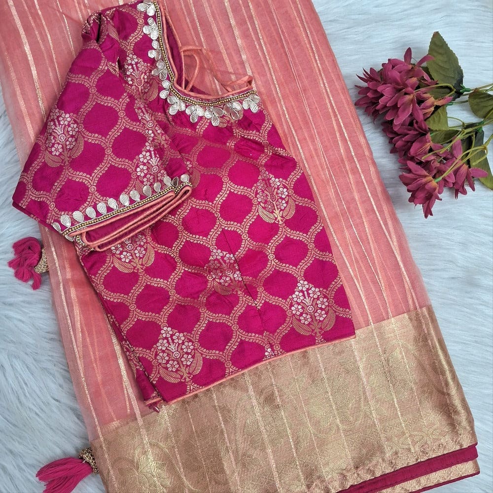 Pastel pink organza saree ns226-Neidhal