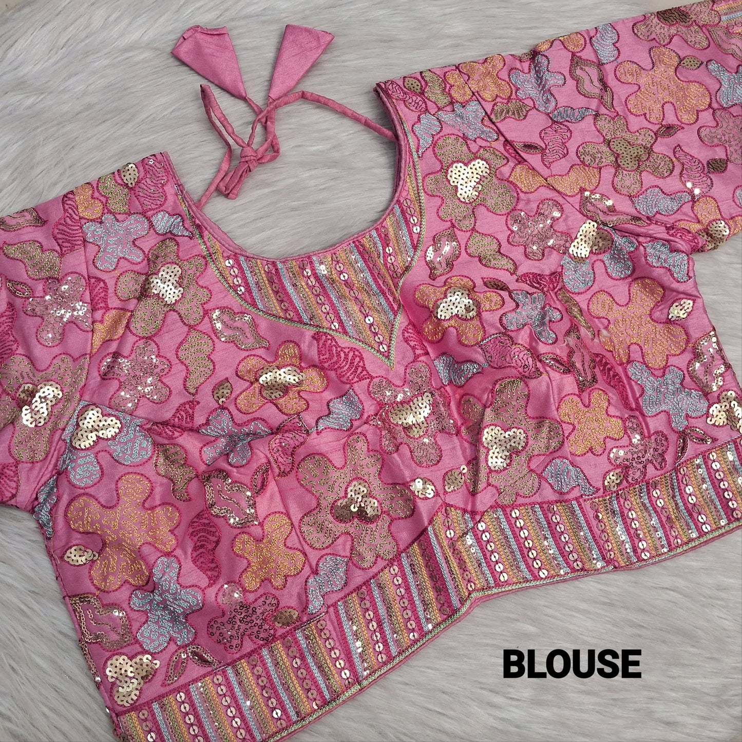 Pastel Pink Organza Saree with Zari Lines – Lightweight & Elegant