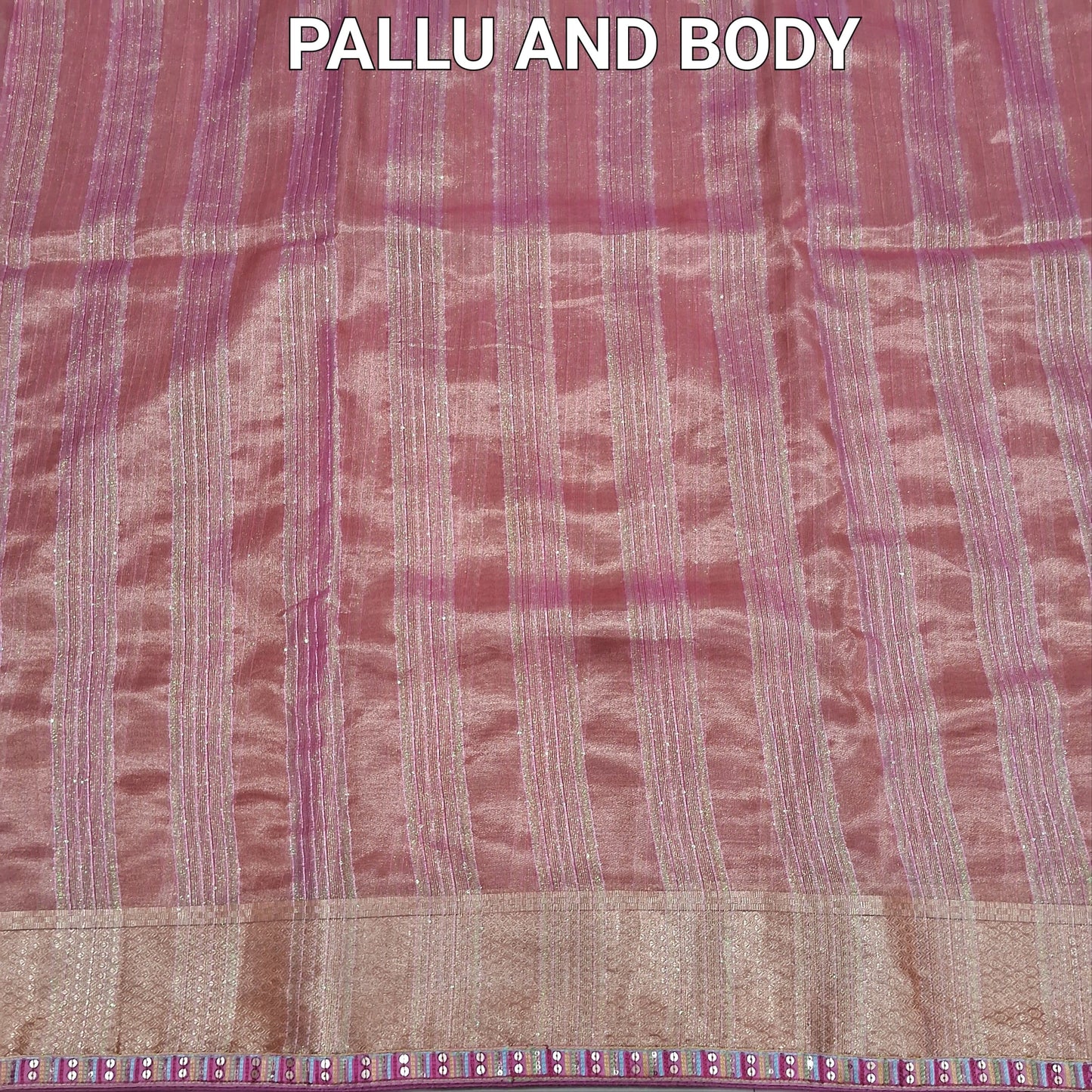 Pastel Pink Organza Saree with Zari Lines – Lightweight & Elegant