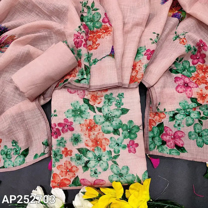 Pastel pink printed linen salwar material ap252703-Neidhal