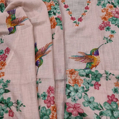 Pastel pink printed linen salwar material ap252703-Neidhal