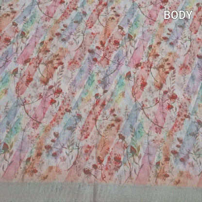 Pastel pink printed semi linen saree ns167-Neidhal