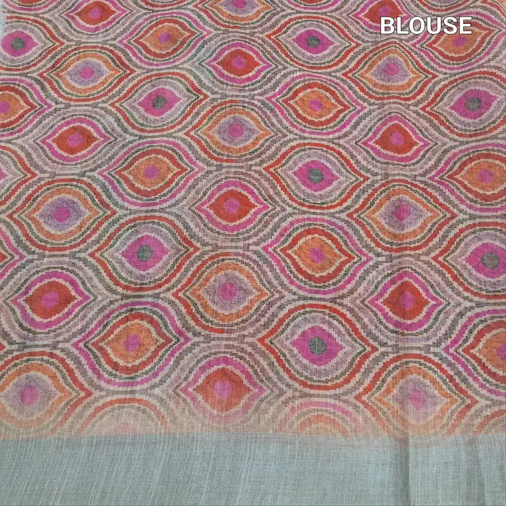 Pastel pink printed semi linen saree ns167-Neidhal