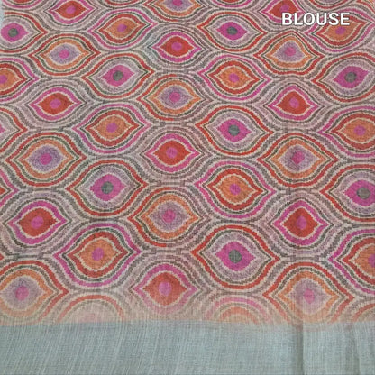 Pastel pink printed semi linen saree ns167-Neidhal