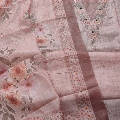 Pastel pink printed tissue silk cotton salwar material ap250211-Neidhal