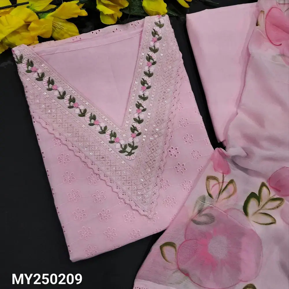 Pastel pink schiffli embroidered cotton salwar material my250209-Neidhal