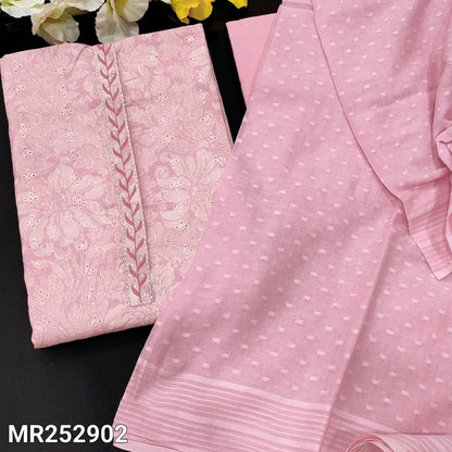 Pastel pink schiffli embroidered floral printed cotton salwar material mr252902-Neidhal