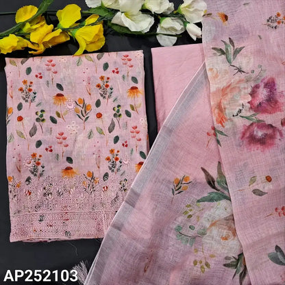 Pastel Pink Semi Linen Salwar Material with Dupatta AP252103 – Neidhal