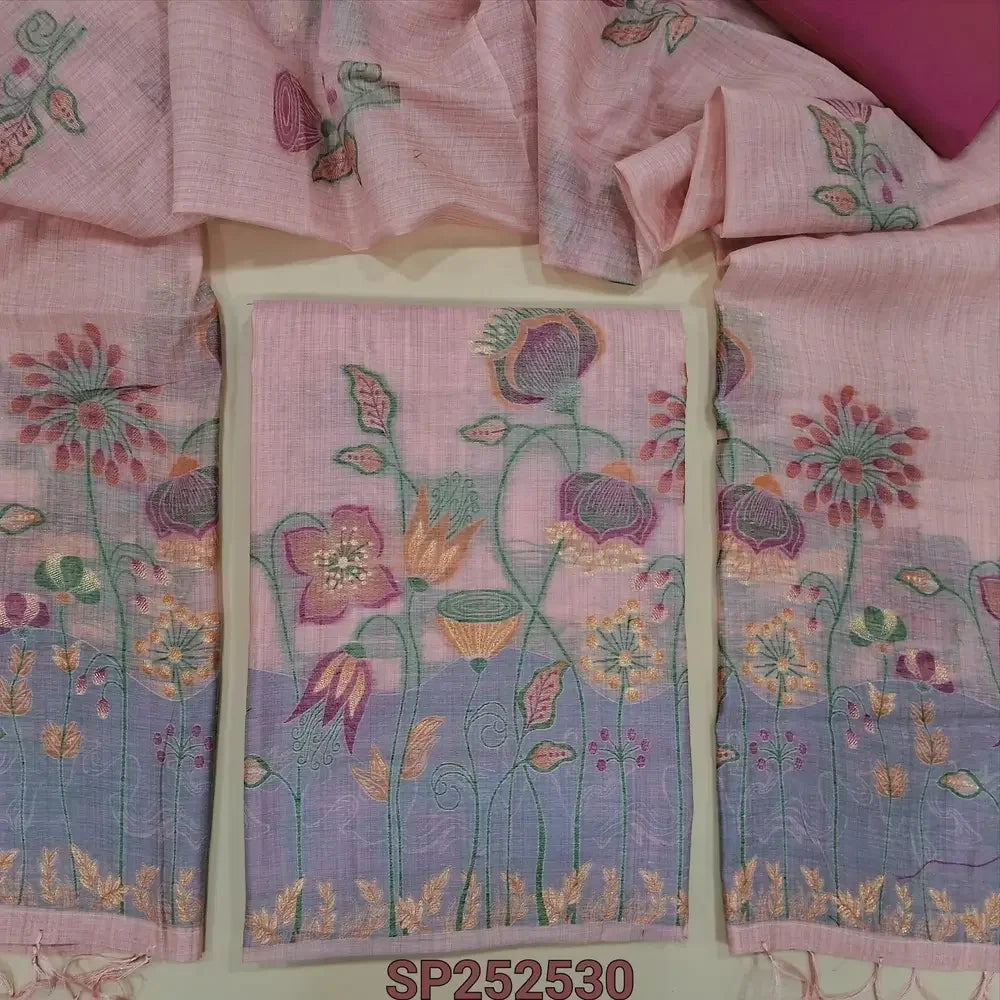 Pastel Pink silk cotton salwar material SP252530-Neidhal