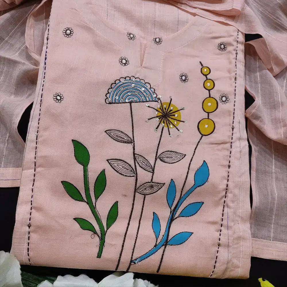 Pastel pink slub cotton salwar material mr252301-Neidhal