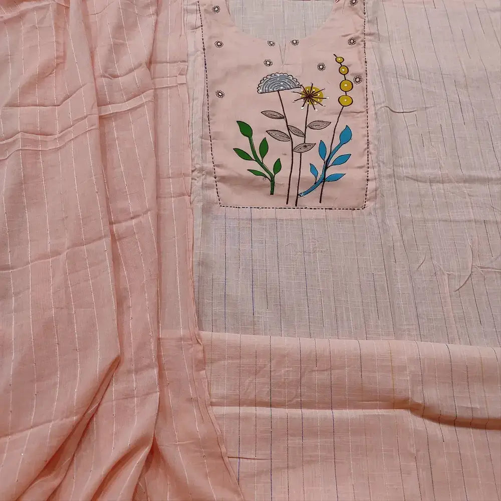Pastel pink slub cotton salwar material mr252301-Neidhal