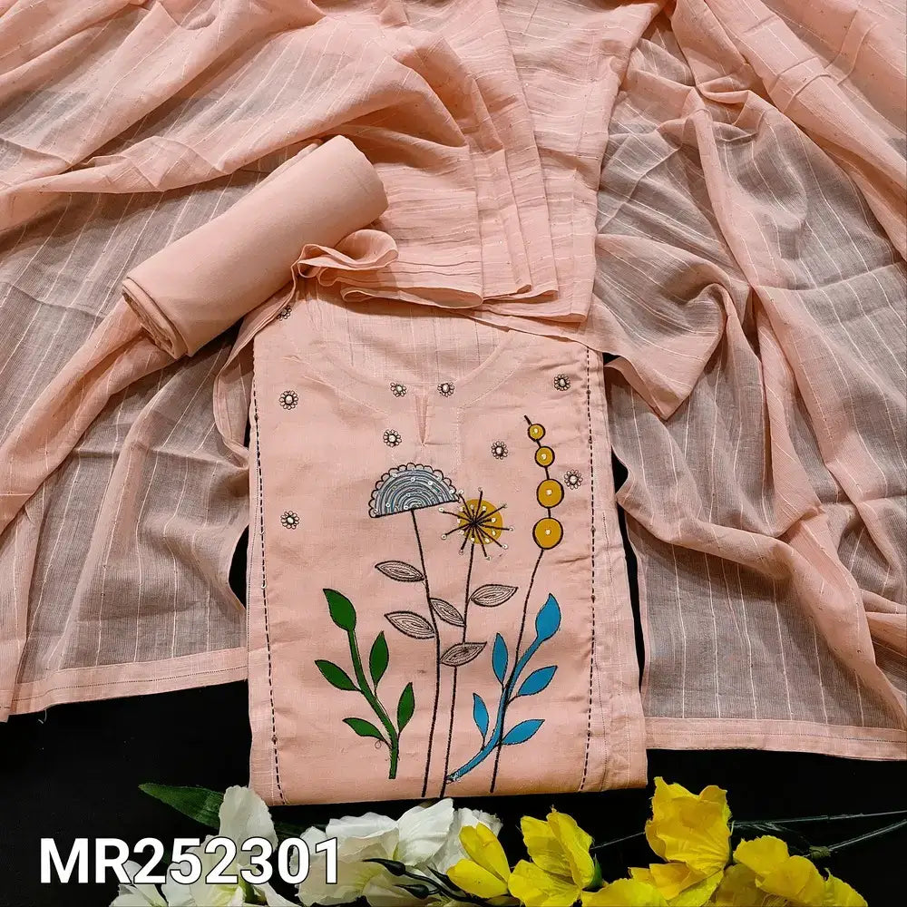 Pastel pink slub cotton salwar material mr252301-Neidhal