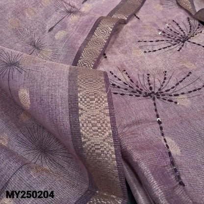 Pastel Pink Tissue Embroidered Linen Salwar Material -Neidhal