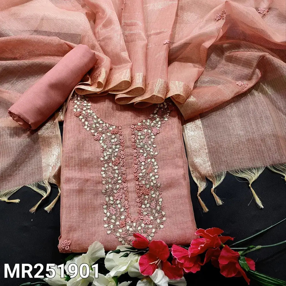 Pastel pink tissue kota silk cotton salwar material mr251901-Neidhal