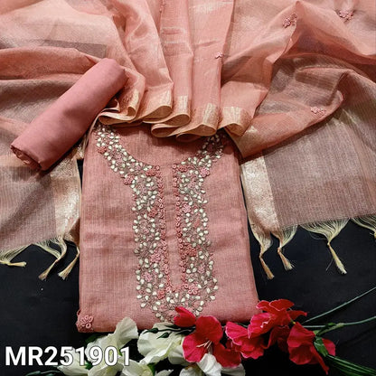 Pastel pink tissue kota silk cotton salwar material mr251901-Neidhal