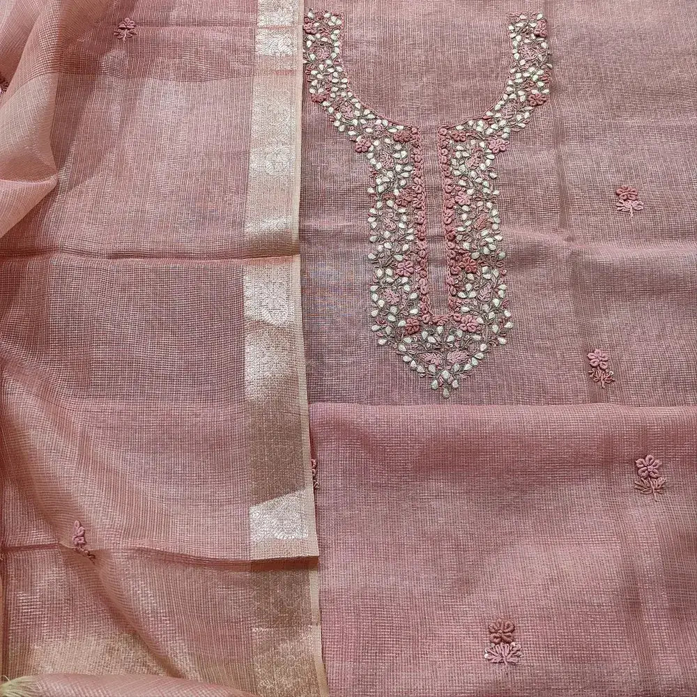 Pastel pink tissue kota silk cotton salwar material mr251901-Neidhal