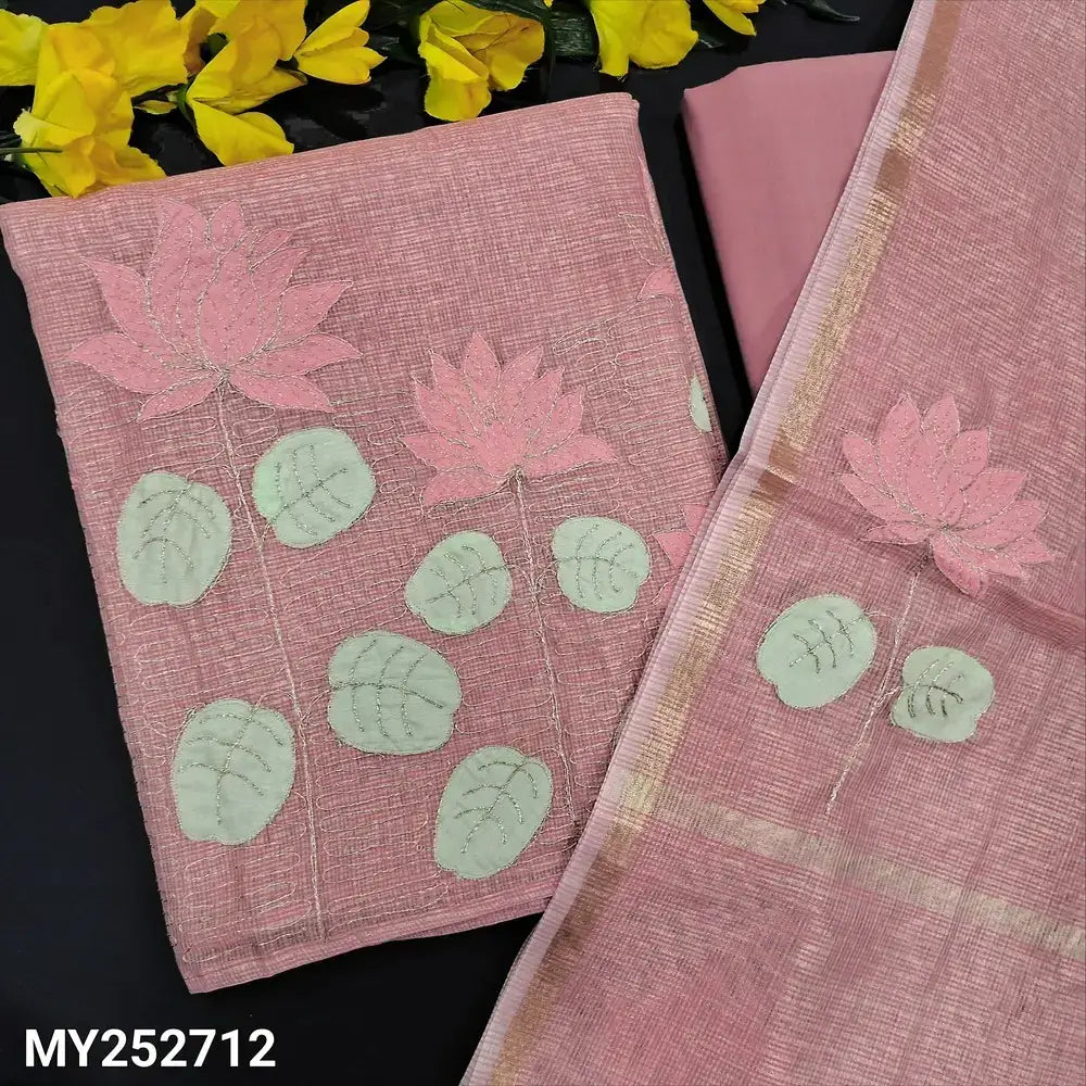 Pastel pink tissue kota silk cotton salwar material my252712-Neidhal