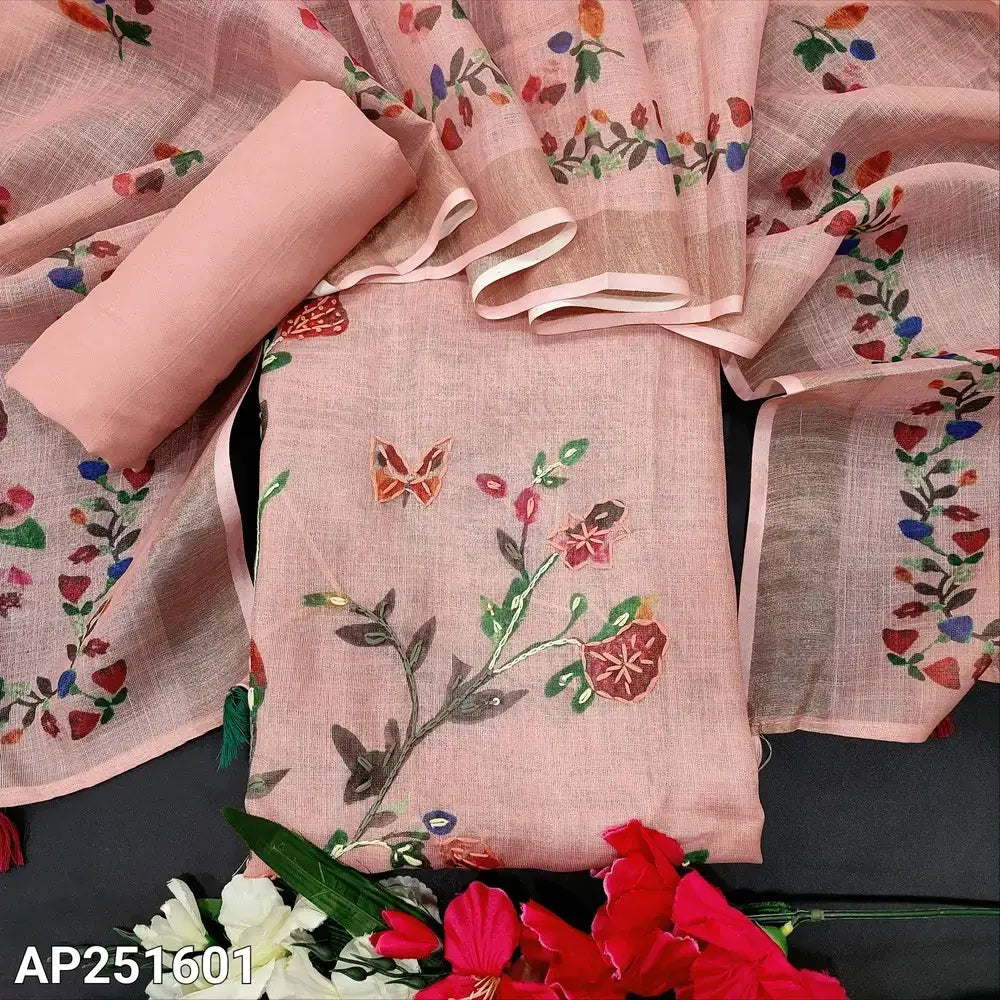 Pastel pink tissue linen salwar material ap251601-Neidhal