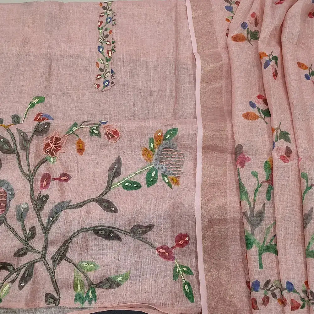 Pastel pink tissue linen salwar material ap251601-Neidhal