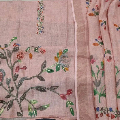 Pastel pink tissue linen salwar material ap251601-Neidhal
