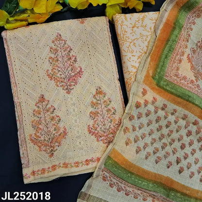 Pastel yellow chikankari embroidered mul cotton salwar material jl252018-Neidhal