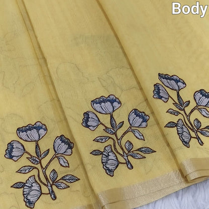 Pastel yellow designer silk cotton saree ns113-Neidhal