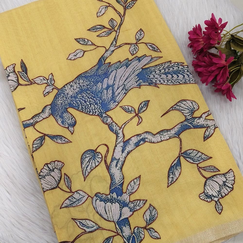 Pastel yellow designer silk cotton saree ns113-Neidhal