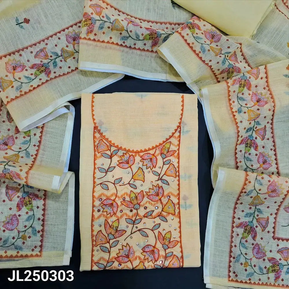 Pastel yellow digital printed printed semi linen salwar material jl250303-Neidhal