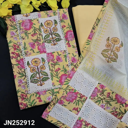 Pastel yellow floral printed premium soft cotton salwar material jn252912-Neidhal