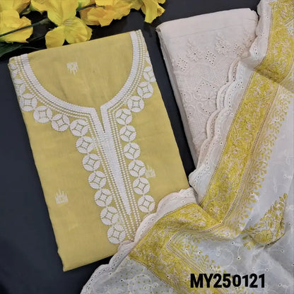 Pastel yellow handloom cotton salwar material my250121-Neidhal