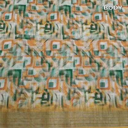 Pastel yellow printed semi linen saree ns166-Neidhal