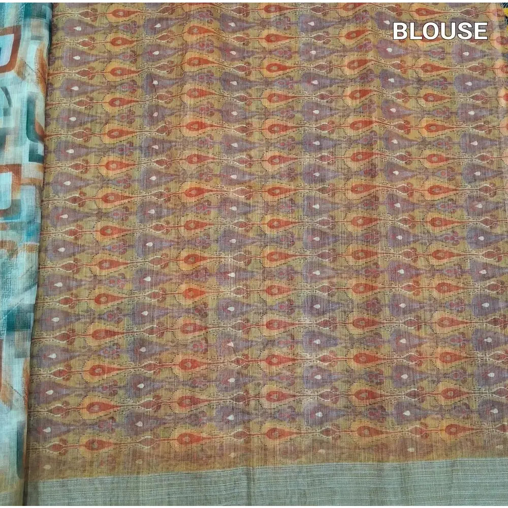 Pastel yellow printed semi linen saree ns166-Neidhal