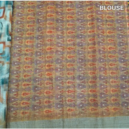 Pastel yellow printed semi linen saree ns166-Neidhal